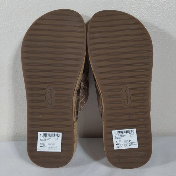 Clarks Artisan Palima Palm Golden Leather Thong Sandal - 8 - Good Condition - Picture 8 of 11